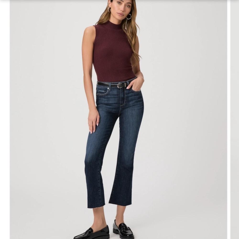 PAIGE Womens Colette Crop Flare Raw Hem Blue Jeans Size 26 - Picture 7 of 7